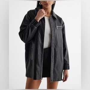 Express Faux Bomber Cinched Over Sized Bomber Jacket